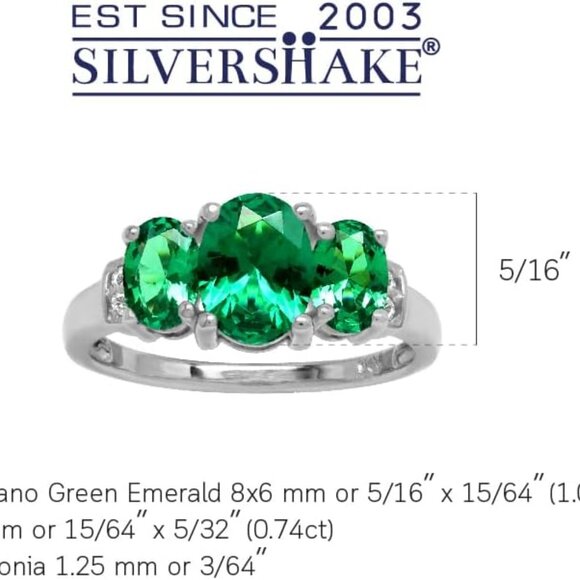 3-Stone Oval Shape Birthstone Gemstone White Gold Plated or Yellow Gold Plated 9 - Picture 3 of 7